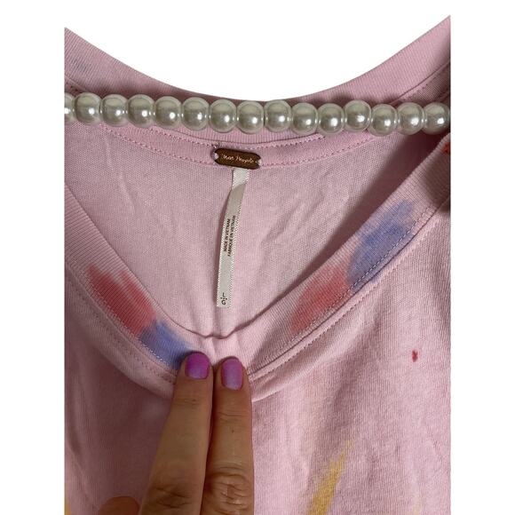 Free People NWT Women's KOA Pink Tie Dye Cropped Tank Size Large - Picture 8 of 9